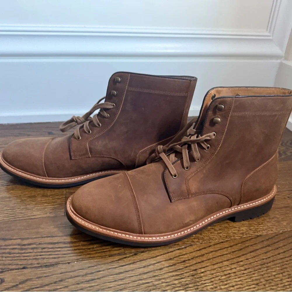 Warfield & Grand men’s cognac brown leather cap toe  Gresham boots Sz 11.5